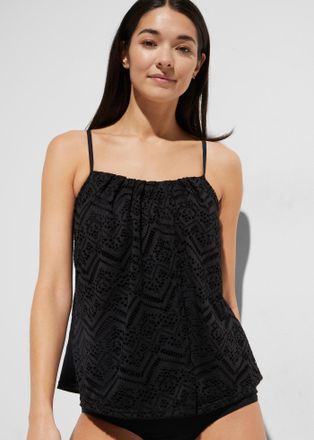 Bonprix Tankini-Top BONPRIX Tankinioberteil aus Spitze, Damen, Gr. 38, N-Gr, schwarz, Elasthan, Polyamid, Polyester, unifarben, Bikini-Oberteile Tankini-Top, 