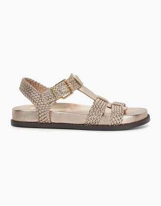 Dune London Womens Lo Looking Textured Open Toe Fisherman Sandals - Gold - Size: 5