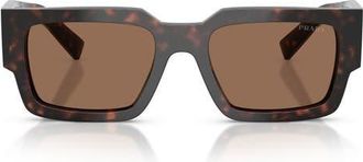 Prada 54mm Rectangular Sunglasses in Root Tortoise /Dark Brown at Nordstrom
