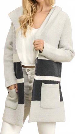 Dress Forum Oversized Hooded Cardigan In Light Gray / Navy