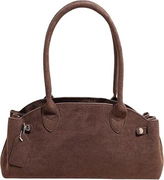 Generic Underarm Shoulder Bags, Compatible For Women Suede Casual Tote Sac Bag Solid Color Handbag(Coffee)