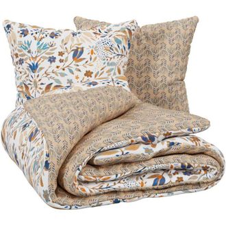 Atmosphera Atmosphera - Juego de cama Kilda beige lino estampado 260x240cm cr&eacute;ateur dint&eacute;rieur