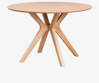 Sklum Mesa de comedor redonda Ø120 cm en MDF y chapa de madera de caucho Arnaiz SKLUM