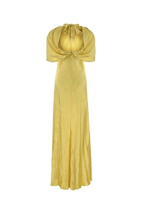 Alberta Ferretti Womens Yellow Satin Long Dress Giallo Exterior: Viscose Abiti