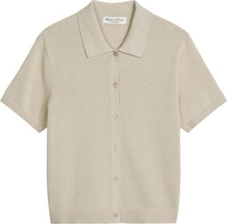 Marc O'Polo Gebreide Cardigan Korte Mouw - Dames - Vesten - Beige - XL - Katoen - Truien & Vesten