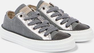 Brunello Cucinelli Monili leather-trimmed canvas sneakers