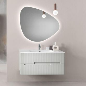 MODO Modo - Mobile bagno da 100 cm sospeso 2 cassetti Grigio Perla - righe
