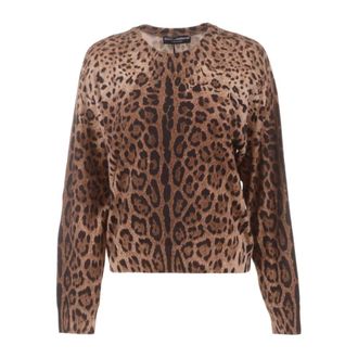 Dolce & Gabbana Animal Print Jumper - female - Dolce & Gabbana - Cashmere Knitwear - Brown - XL - Knitwear
