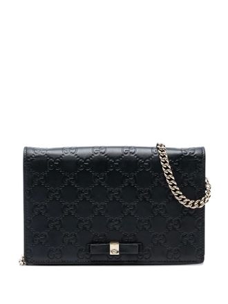 Gucci 2000-2015 Mini Guccissima Bow Signature Wallet On Chain crossbody bag - Black