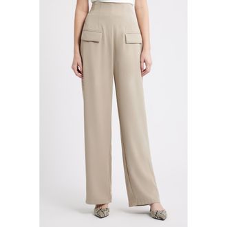 Odd Muse The Ultimate Muse High Waist Wide Leg Pants in Taupe at Nordstrom, Size X-Small