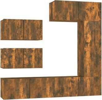 vidaXL Vidaxl - Set De Muebles De Tv 6 Pzas Madera Contrachapada Roble Ahumado