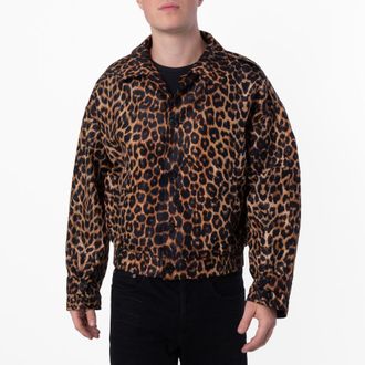 Saint Laurent Leopard Print Harrington Jacket, Brand Size 48 ( US Size 38 )