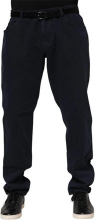 Dolce & Gabbana Zwarte Tapered Denim Jeans met Crown Borduurwerk - Heren - Slim Fit Jeans - Zwart - 4XL - Denim - Jeans