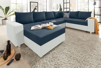 Collection Ab Wohnlandschaft »Paris U-Form« mit Federkern, wahlweise mit Bettfunktion und Bettkasten