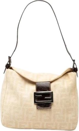 Fendi Pre-owned Vintage Schoudertas - Dames - Vintage Schoudertas - Beige - ONE Size - Leer - Vintage