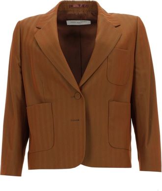 Dries Van Noten Bamis Cropped Wool-Blend Vertical Stripes Jacket
