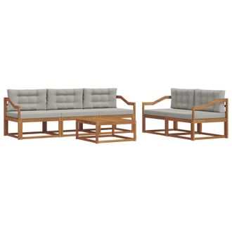 vidaXL Conjunto De Sof&aacute;s De Exterior 6 Pcs Gris Natural Y Claro Vidaxl