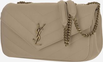 Saint Laurent Womens Medium Loulou Bag Beige Lambskin Shoulder