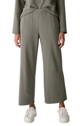 Eileen Fisher Wide Leg Organic Cotton Terry Pants in Bayleaf at Nordstrom, Size X-Large