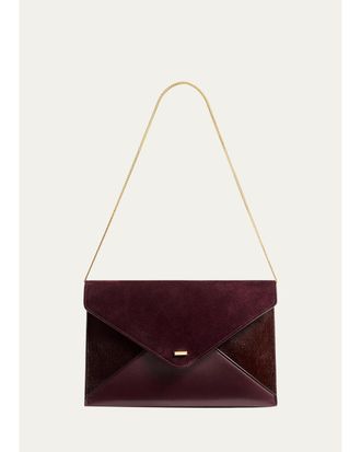 Khaite Grace Suede & Leather Envelope Clutch Bag