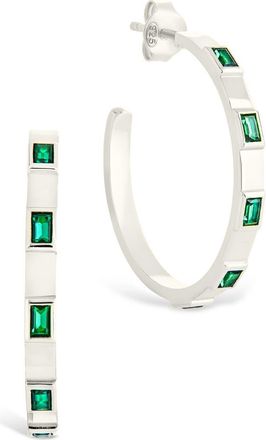 Sterling Forever Asher Cubic Zirconia Hoop Earrings in Silver at Nordstrom