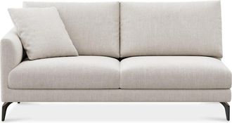 Castlery Lena Left Arm 2 Seater Sofa Customized, Performance Linen Weave, Light Grey, Matte Black Legs, Spill Resistant, Removable Covers for Castlery