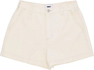 Obey Denim Shorts met Logoed Taille Sluiting - Dames - Denim shorts - Beige - W28 - Denim - Korte Broeken
