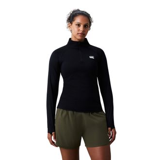 Canterbury Of New Zealand Tempo+ gebreide trui met kwartrits voor dames (Zwart)