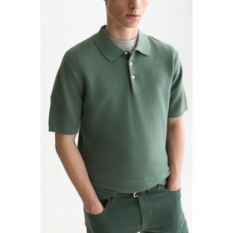 Scotch & Soda Regular Fit Structured Knit Cotton Polo in Dark Forest at Nordstrom, Size Xx-Large