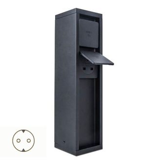 Lutec Enchufe El&eacute;ctrico Schuko Sin Clavija Ip54, Color Negro Mate, Para Poste De Jard&iacute;n Lutec 9702201012