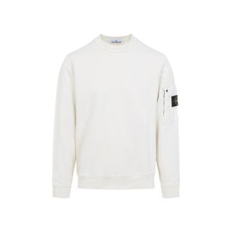 Stone Island Ivory Crewneck Logo Patch Sweatshirt