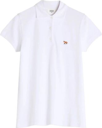 Maison Kitsun&eacute; Fox Patch Polo - Dames - Polos - Wit - M - Katoen - Tops