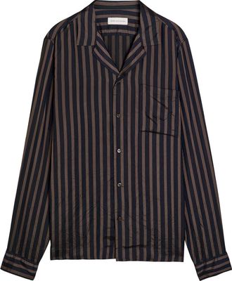 Dries Van Noten Carlty Striped Satin Shirt - Navy - 50 (IT40/ UK6)