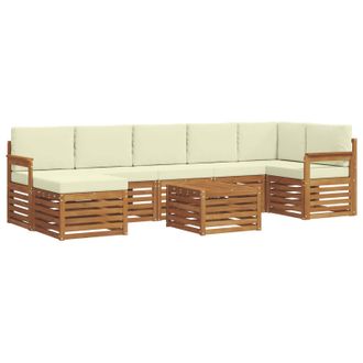 vidaXL Conjunto De Sof&aacute;s De Exterior Con Coj&iacute;n 8 Pcs Natural Y Crema Vidaxl