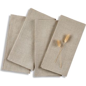 Solino Home Linen Dinner Napkins Set of 4, 20 x 20 Inch for Dining Table, Holiday and Everyday Table Decor - Fete in Natural at Nordstrom, Size Large