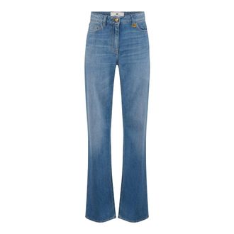 Elisabetta Franchi Boot-cut Jeans, female, Blue, Size: W27 Palazzo Jeans