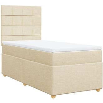 vidaXL Vidaxl - Cama Box Spring Con Colch&oacute;n Tela Color Crema 80x200 Cm