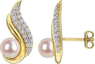 Rina Limor Gold-Plated Silver 0.82 Ct. Tw. Gemstone & 6-6.5Mm Pearl Earrings