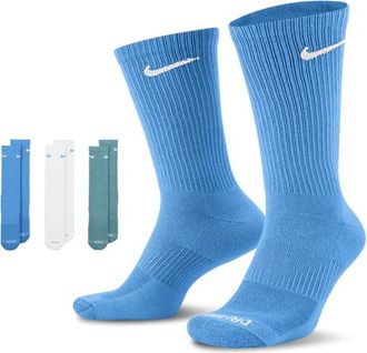Nike Mens 3 Pack Dri-FIT Plus Crew Socks - Blue/White