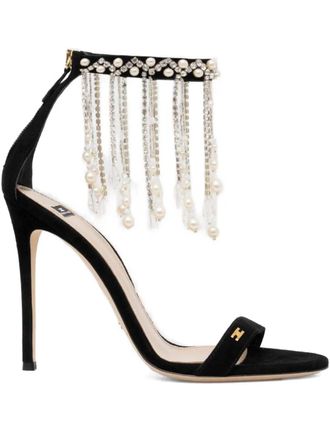 Elisabetta Franchi embellished sandals - women - Calf Leather/Calf Leather/Calf Leather/Crystal - 41 - Black