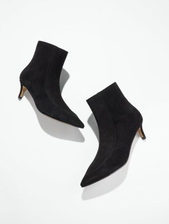 Talbots Kait Suede Flare Ankle Boots - Black - 10 1/2 M Talbots