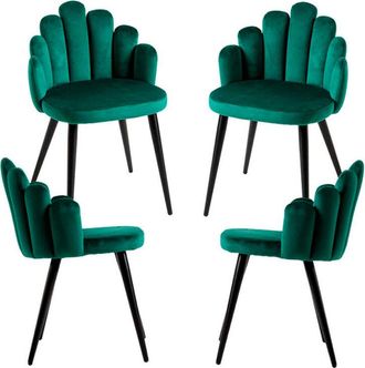 Regalos Miguel Regalos Miguel - Packs Sillas Comedor - Pack 4 Sillas Hand Patas Negras Terciopelo - Verde