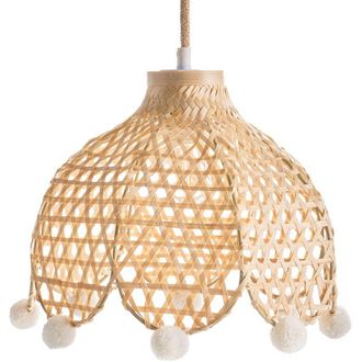 Beliani Lampada a sospensione in rattan con base in vimini e paralume a tamburo naturale Manyame