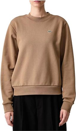Lacoste Felpa Girocollo in Pile Vestibilit&agrave; Rilassata - - Sweatshirts & Hoodies - Donna - Marrone - S