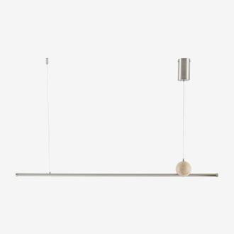 Sklum L&aacute;mpara De Techo Colgante Lineal Led 100 Cm En Piedra Natural Y Hierro Lanuvio Sklum