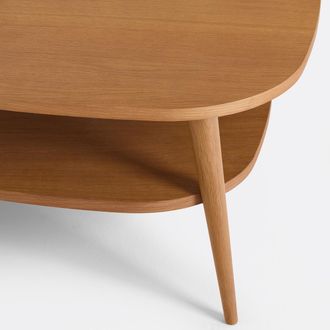 La Redoute Interieurs XL vintage salontafel, fineer en eiken, dubbel blad, lengte 110 cm, QUILDA