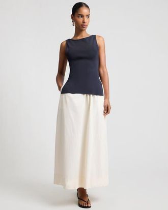 Onia Boatneck Mix Media Dress in Black/ivory at Nordstrom, Size X-Small