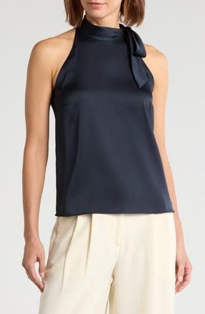 Theory Tie Neck Satin Tank in Navy at Nordstrom Rack, Size X-Large