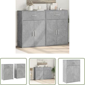 vidaXL Credenze grigio cemento - Credenze 2 pz Grigio Cemento 60x30x84 cm in Legno Multistrato