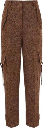 Zimmermann Illustration Tweed Broek - Dames - Straight fit broeken - Bruin - S - Tweed - Broeken